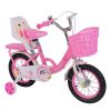 16in Carbon Steel Kid Bike with Backpack Streamers Helmet Detachable Training Wheels
