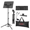 5 Core Music Stand For Sheet Music Height Adjustable Portable Folding Atril Para Partituras w Light Clip for Guitar Players Violinists Cellists Pianis