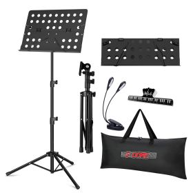 5 Core Music Stand For Sheet Music Height Adjustable Portable Folding Atril Para Partituras w Light Clip for Guitar Players Violinists Cellists Pianis