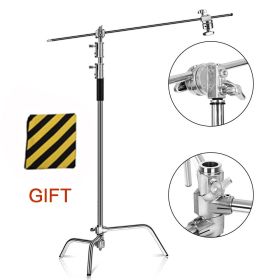 Metal Height 2.6M/8.5FT Adjustable Reflector Tripod Stand with Holding Arm 2pc Grip Head for Photography Studio Video Equipment