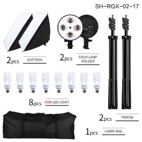 50x70CM Photography Softbox Four Lamp Holders Lighting Kit With Photographic Tripod And Portable Bag For Photo Studio Shooting (Color: SH-RGX-02-17)