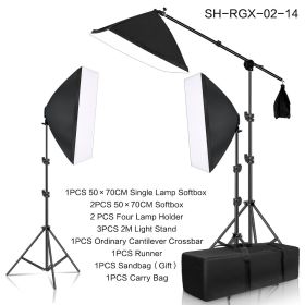 Softbox Lighting Kit Photography Continuous 45/135W Bulbs 4in1 Bulb Socket Light Suit With 2m Tripod Stand Studio Photo (Color: SH-RGX-02-14)