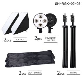 2 Pack Softbox Lighting Kit Light Box 5500K Photography Flash 50x70CM E27 Photo Studio Camera Feflector Photo Video Shooting (Color: No Bulb)