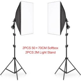 SH Photography 50x70CM Softbox Continuous Lighting Kits Professional Light System E27 Socket Photographic Bulbs Photo Studio (Color: No bulbs No bag)