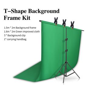 T-shape Tripod Stand Green Screen Background Backdrop Support With Green Cloth Solid Color Frame System Photo Studio Photography (Color: Kit A1.5MX2M)