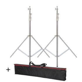SH 9.18ft/2.8m Stainless Steel Light Stand Heavy Duty Photography Tripod Stand for Strobe LED Video Light Monolight Softbox (Color: 2pcs Wth Bag)