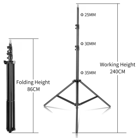 2.4-3.2M Tripod for Phone Mobilephone Selfie Stick Adjustable Light Stand 1/4 Screw Head Photo Studio Flashes Photograph Softbox (Color: Aluminum Alloy 240cm)