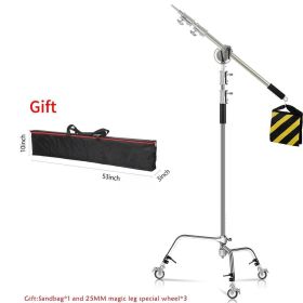 2.6M/8.5FT Stainless Steel Century Foldable Light Stand Tripod Magic Leg Photography C-Stand For Spot Light,Softbox,Photo Studio (Color: 2.6M kit)