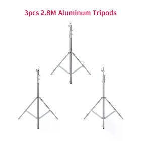 280cm Stainless Steel Tripod Metal Light Stand l Air Pressure Bearing 15kg For Ring Light Live Youtube and Photography Softbox (Color: 3pcs)