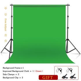 Backdrop Support System Kit For Muslins Backdrops Free Telescopic Background Stand Adjust Width and Height With Carry Bag Clip (Color: 2.6x3M green cloth)