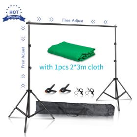 Backdrop Support System Kit With Green Cloth For Muslins Backdrops Telescopic Background Stand Adjustable With Carry Bag Clip (Color: With green, Size (mm): 2 x 2 M)
