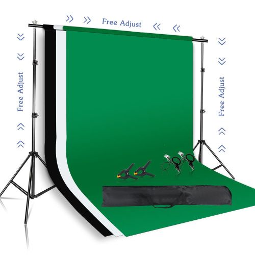 Backdrop Support System Kit With Green Cloth For Muslins Backdrops Telescopic Background Stand Adjustable With Carry Bag Clip