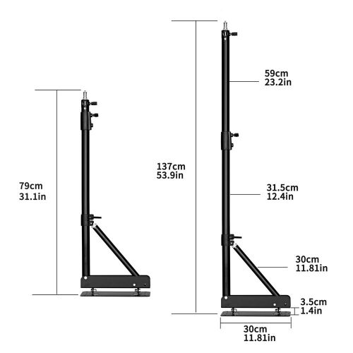 Wall Mount Boom Arm for Photography Studio Video Strobe Lights Max Length 53.9 inches /137 cm Horizontal and Vertical Rotatable