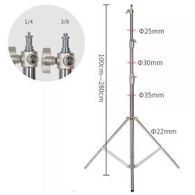 SH Stainless Steel Tripod 2.9M With Universal Wheels and Carrying Bag For Camera Youtube Live Apply To Photography Softbox Fixed (Color: 2.8M silver tripod)
