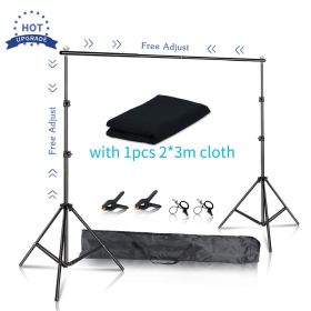 2X3M Backdrop Support System Kit With Green Cloth For Muslins Backdrops Telescopic Background Stand Adjust With Carry Bag Clip (Color: Upgrade  With black, Size (mm): 2 x 2 M)