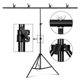 T-Shape Portable Background Backdrop Support Stand Kit 6.5ft Wide 6.5ft Tall Adjustable Photo Backdrop Stand with Spring Clamps (Size (mm): 83cmx200cm)