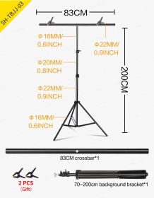 SH T-shaped Stand Backdrop Frame Aluminum Photography Photo Studio Green Background Support System for Video Chroma Key Screen (Color: 83x200cm)