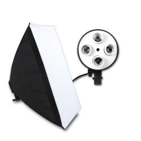 SH Photographic 50x70CM Four Lamp Softbox Kit E27 Holder Socket Soft Box Lighting Accessories For Photo Studio Video Photo Box (Color: Softbox No bulb)