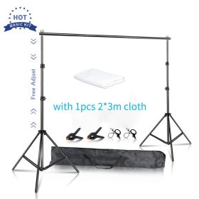 2X3M Backdrop Support System Kit With Green Cloth For Muslins Backdrops Telescopic Background Stand Adjust With Carry Bag Clip (Color: Basis With white, Size (mm): 2 x 2 M)