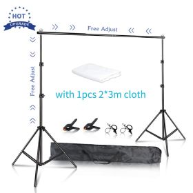 2X3M Backdrop Support System Kit With Green Cloth For Muslins Backdrops Telescopic Background Stand Adjust With Carry Bag Clip (Color: Upgrade With white, Size (mm): 2 x 3 M)