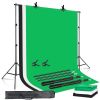 2X3M Backdrop Support System Kit With Green Cloth For Muslins Backdrops Telescopic Background Stand Adjust With Carry Bag Clip